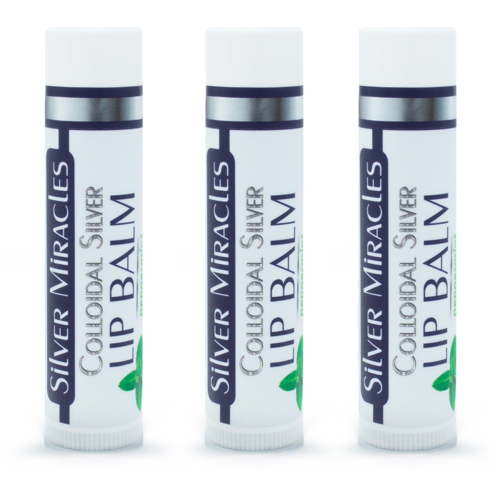 Silver Miracles Colloidal Silver Lip Balm Peppermint Flavored (Tube