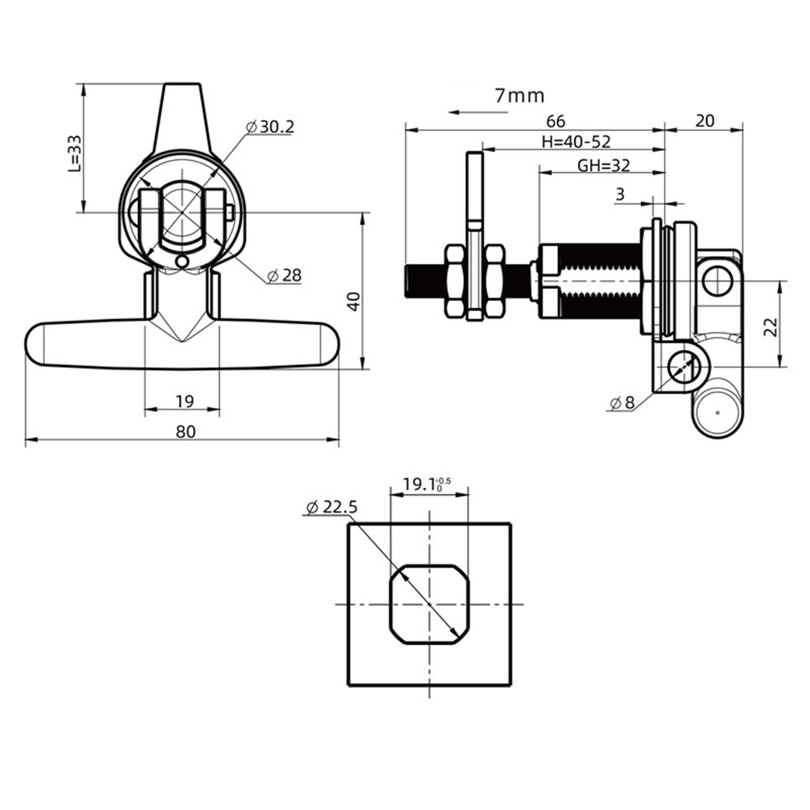 T Handle RV Door Lock, Latch Lock Accessories, Professional Folding Handle, Zinc Alloy for Shop Cabinets Office Vehicles