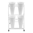 thumbnail image 5 of Flower Display Stand with 4 Pcs Buckets, 2 Tiers Metal Mobile Florist Bouquet Stand for Flower Shop, Wrought Iron Florist Stand for Indoor, Outdoor Patio Garden, Living Room, Florist (White,Black), 5 of 26