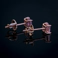 thumbnail image 3 of Women's Small Rose Gold 925 Sterling Silver Tiny Pink Cz Princess Cut Screw Back Earrings, 3 of 4