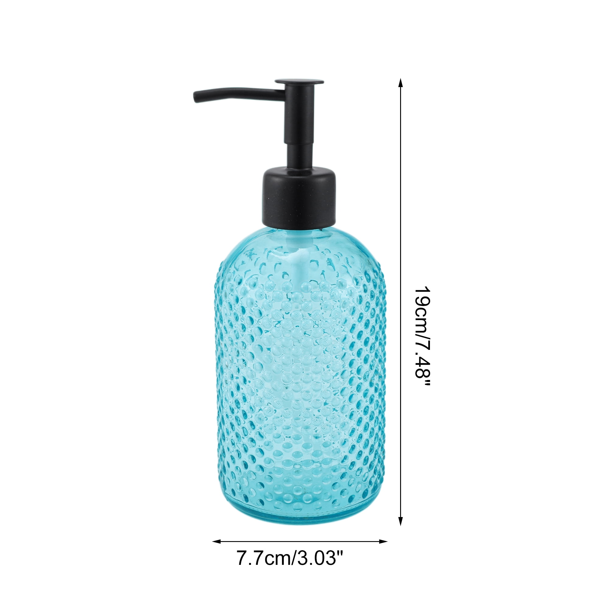 Unique Bargains 1 Pc Elegant Circle Raindrop Pattern Soap Pump Dispenser for Bathroom 13.52oz Blue Black