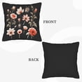 thumbnail image 6 of Set of 2 18x18in Throw Pillow Covers - Elegant Black Floral Design with Pink & Peach Roses Perfect for Couch Bed or Car Decor, 6 of 8