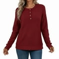 thumbnail image 4 of UAMVSH Womens Henley Sweaters Soft Long Sleeve Knit Pullover Dressy Casual Button Crewneck Jumper Tops Fashion Clothing, 4 of 4