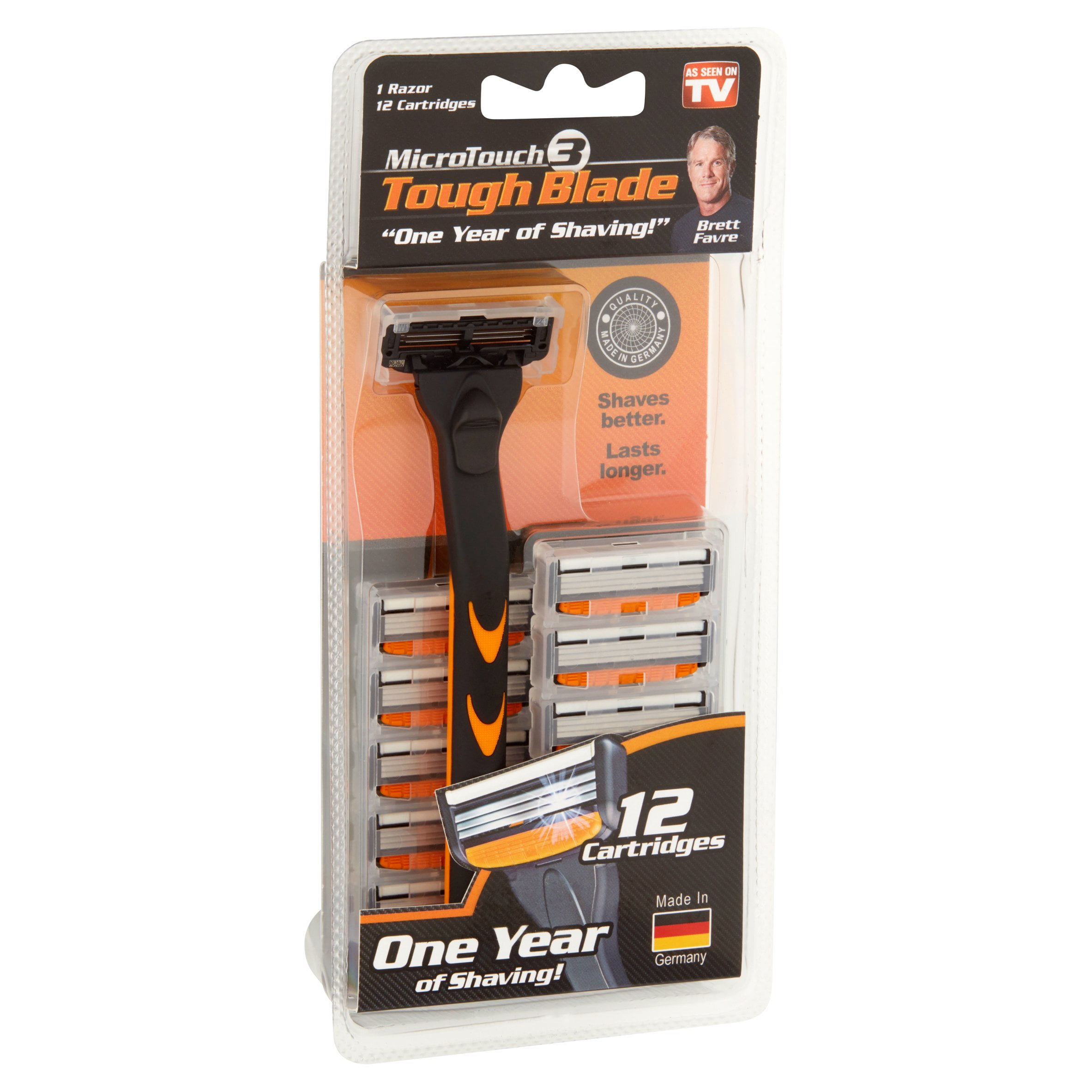 As Seen on TV! MicroTouch Tough Blade Triple Blade Razor with 12 Refill Cartridges