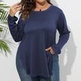 thumbnail image 5 of Elainilye Fashion Women Under Scrub Shirts Long Sleeve Plus Size Tops V-neck Solid Loose Undershirt Blouse,Blue, 5 of 6
