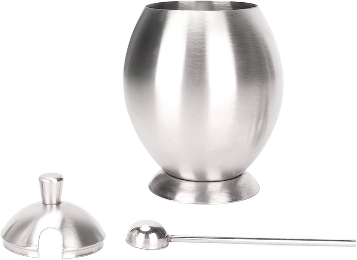 ABCISI Condiment Container, Stainless Steel Egg Shaped Oval Condiment Jar With Spoon, Seasoning Container For Kitchen Resturant