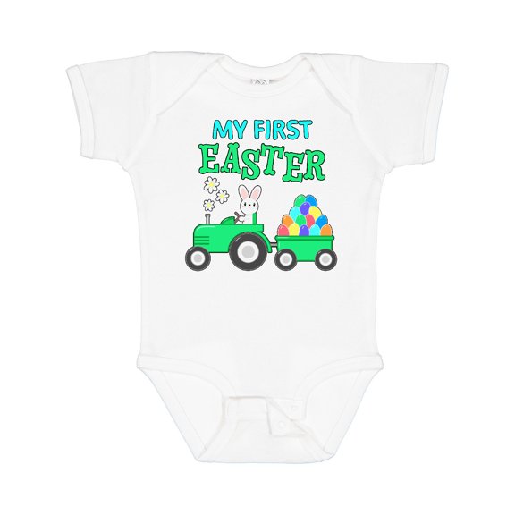 Inktastic My First Easter Bunny and Tractor Boys or Girls Baby Bodysuit