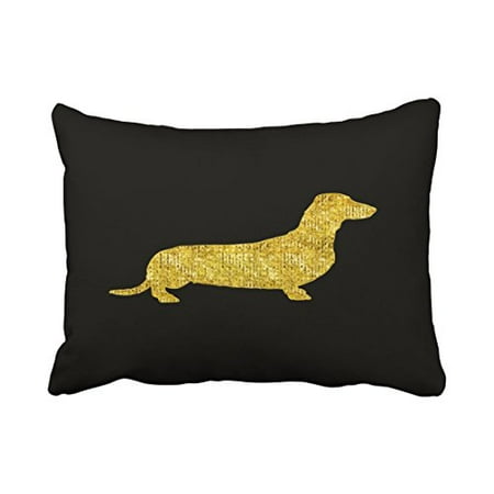 Dachshund Decorative Accessories WinHome Decorative Dachshund Gold Sequin Stripes Pillow Cover for Sofa or Bedroom Size 20x30 inches Two Side ()