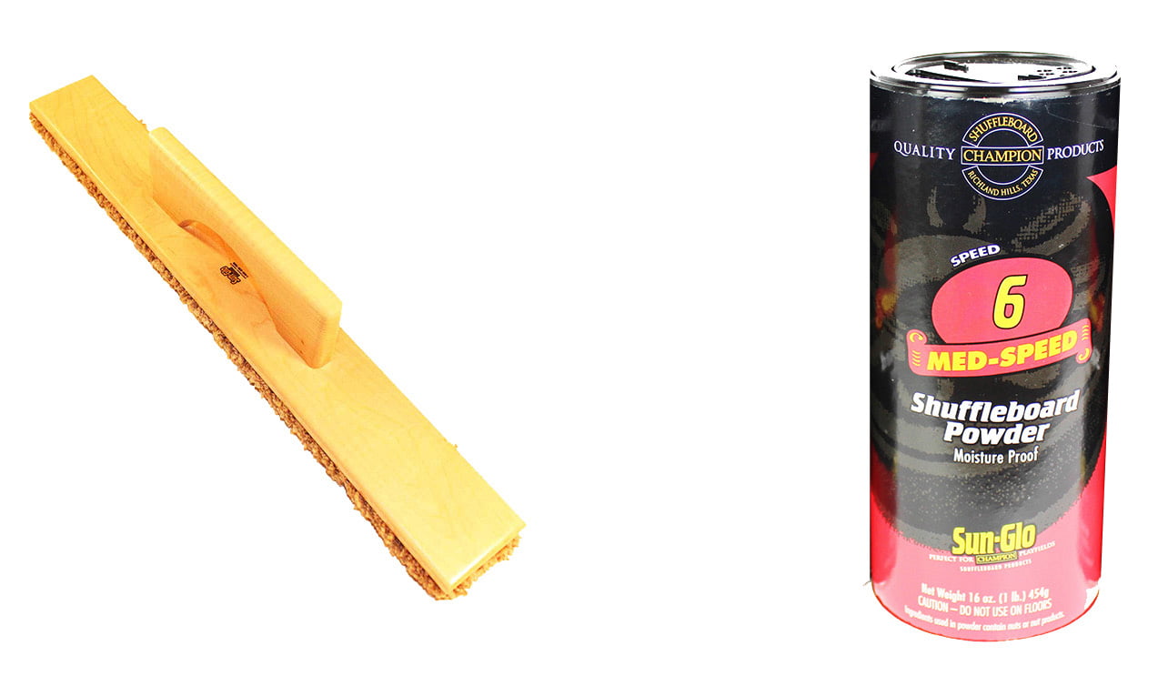Sun-Glo Speed #6 Shuffleboard Table Powder Wax Bundled with a Sun-Glo Shuffleboard Sweep 