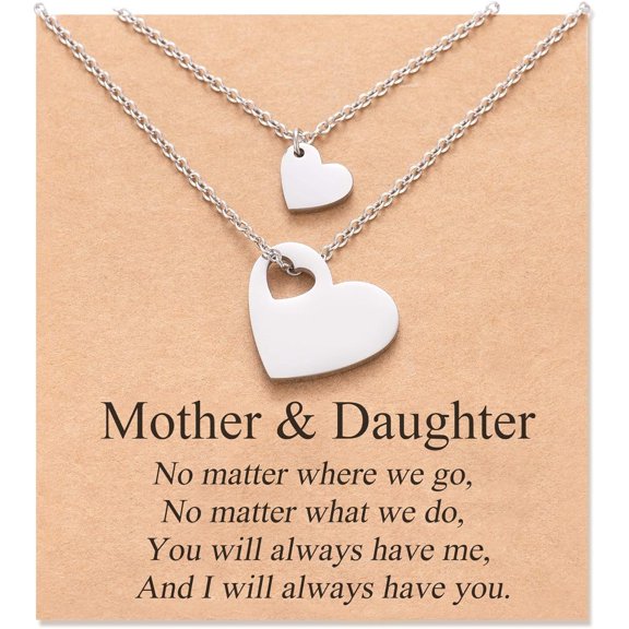 Mother Daughter Necklace Set for 2/3 Mothers Day Gifts for Mom Daughter Matching Heart Jewelry Mom Gifts from Daughters Birthday Gifts for Daughter Wo