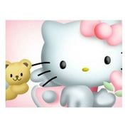 Hello Kitty With Teddy Bear Birthday Edible Image Cake Topper For Half Sheet Cake By TNCT