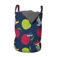 thumbnail image 1 of Cartoon Laundry Bag, Funny Worm Hugging the Apple Happiness in Nature Insects Forest Children, Hamper Basket with Handles Drawstring Closure for Laundromats, 13" x 19", Night Blue, by Ambesonne, 1 of 4
