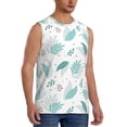 thumbnail image 2 of Haiem Men's Leaf Print Green Print Tank Tops Summer Sleeveless Cut Off Workout T-Shirts Fitness Vest Athletic Undershirts-Large, 2 of 8