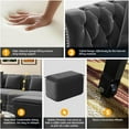 thumbnail image 4 of 89'' Pull Out Sofa Bed King, Chesterfield Velvet Sleeper Sofa, Convertible L-Shaped Futon Couch, Tufted Back, 4 Pillows, Ottoman, Deep Seat Loveseat Couches for Living Room, Apartment, Gray, 4 of 11