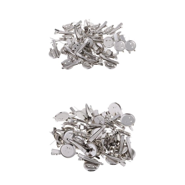 60pcs Bandeja De Ajuste De Camafeo De Doble Broche Con Pasadores De Seguridad De Clip Insignia DIY Sunnimix Base de broche redonda
