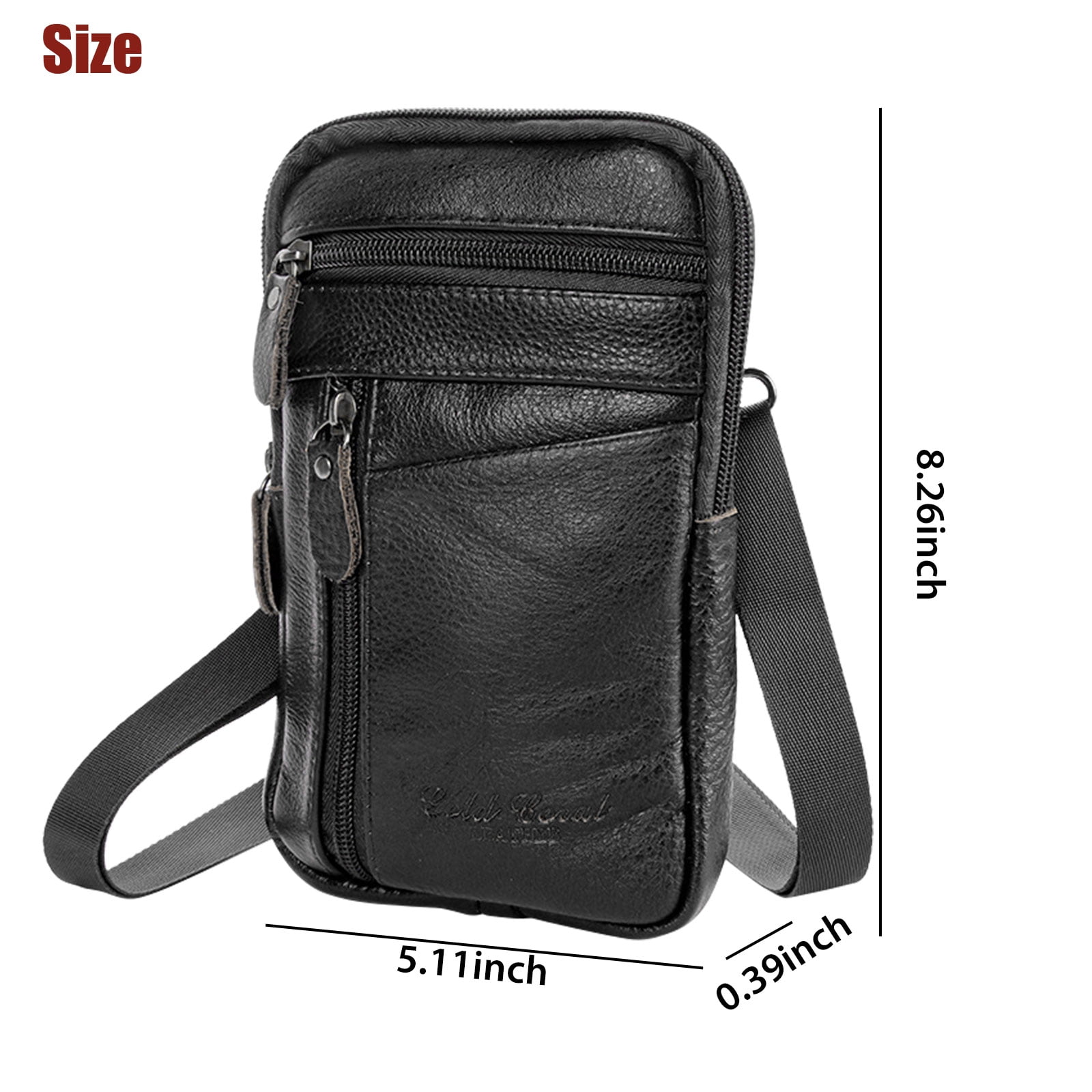Mens Genuine Leather Crossbody Shoulder Bag,Belt Pouch Bag Holster Case 