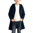 thumbnail image 5 of Boys' Wool-blend Trench Coat Hooded Single Breasted Fashion Jacket Mid-length Fall Winter Outerwear for Warm Daily & School Commutes 5-15Y, 5 of 7