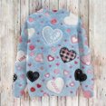 thumbnail image 4 of Nokdvo Womens Sweatshirts Sherpa Valentine Heart Crew Nneck Tops Fall Winter Casual Knit Loose Fit Pullover Sweatshirts,Light Blue XL, 4 of 4