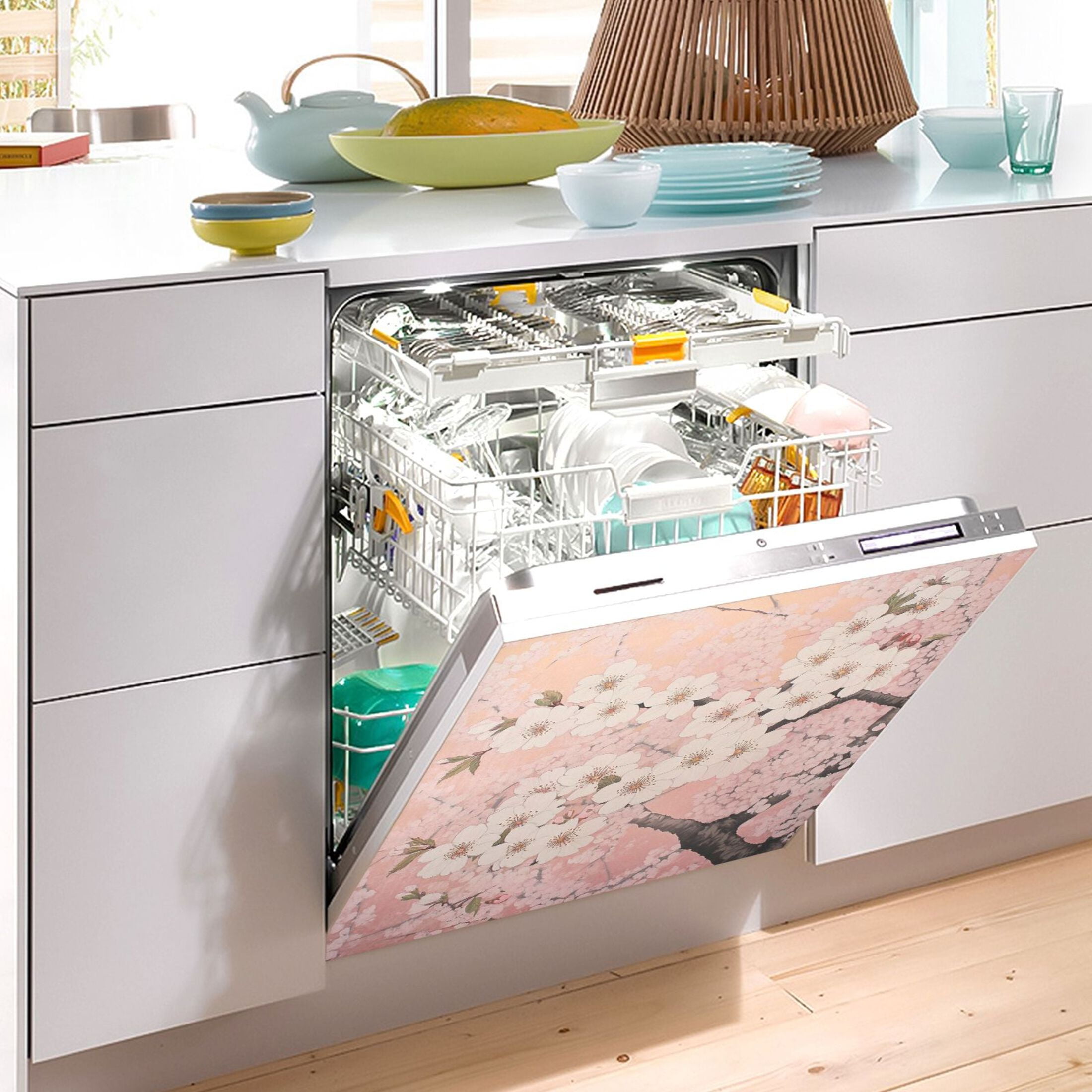 Dishwasher Magnetic Sticker 23x26 Inch Refrigerator Magnetic Sticker Washing Machine Magnetic Sticker Kitchen Panel Magnetic Sticker Home Decor Super Cool Cherry Blossoms
