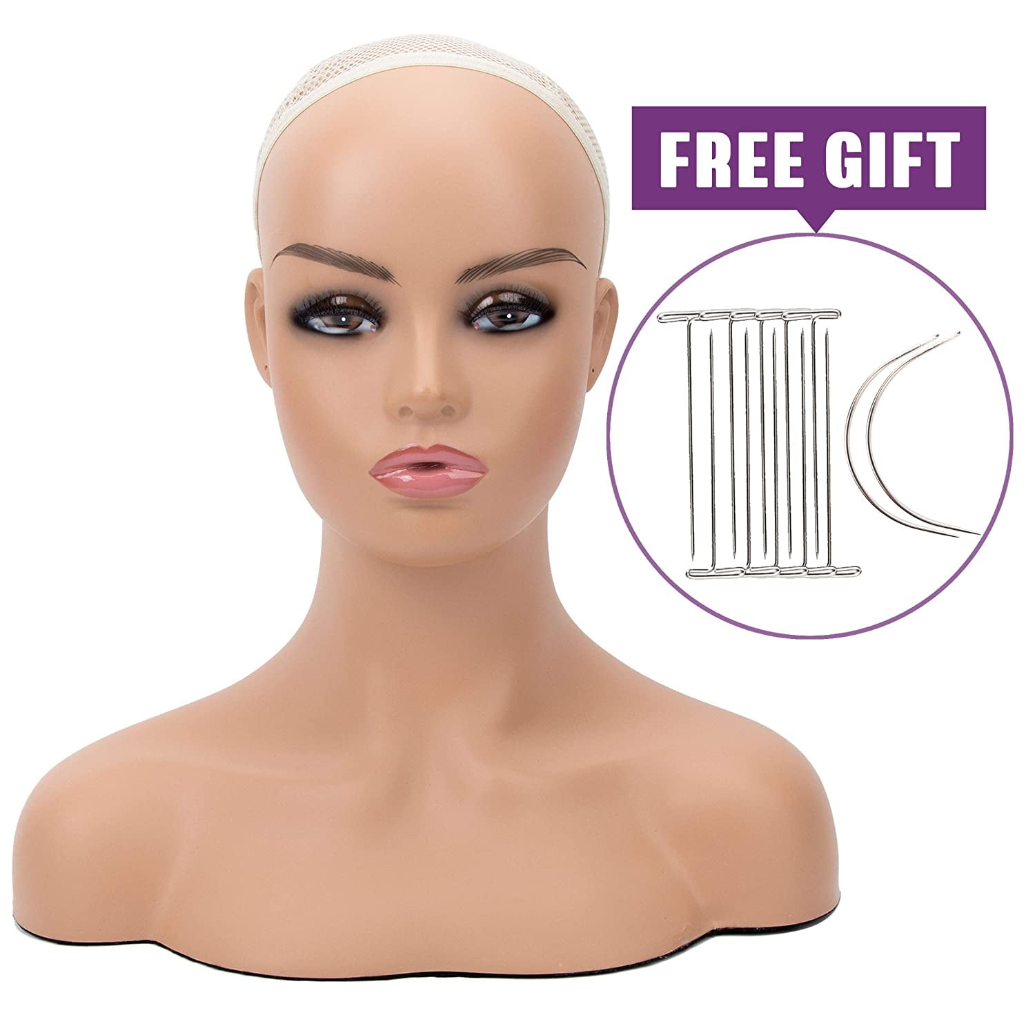 Mannequin PVC Manikin Head Realistic Mannequin Head Bust Wig Head Stand for Wigs Display Making Styling PMH-DC487-BS