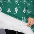 thumbnail image 3 of Oversized Wearable Blanket Hoodie,Green Christmas Tree and Snow Pattern Sherpa Blanket Hoodie with Super Pockets,Super Warm Fuzzy Pullover for Women & Men, 3 of 6