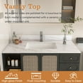 thumbnail image 3 of 43 Inch Marble Vanity Top, White Vanity Top with 3 Pre-drilled Faucet Holes, Bathroom Vanity Top with Undermount Rectangular Middle Sink and 4" Height Backsplash, The Cabinet are not Included, 3 of 10
