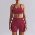 thumbnail image 5 of Hessimy Workout Sets for Women 2 Piece - Seamless Yoga Outfits Shorts and Padded Sports Bra Gym Athletic Clothing Set(Red,L), 5 of 6