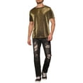 thumbnail image 2 of INSPIRE CHIC Sheer Mesh T-Shirts for Men's Short Sleeves Tee Shiny Metallic Glitter T-Shirt L Golden, 2 of 6