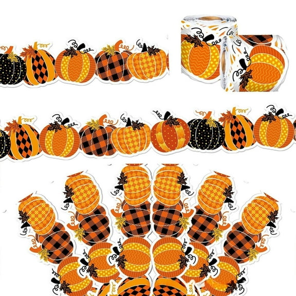 10m Autumn Bulletin Border Trim Pumpkin Bulletin Board Borders Thanksgiving Decorative Sticker for Classroom Decorations