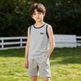 thumbnail image 3 of WPPGONE Kids Boys Active Tank Tops Contrast Ringer Trim Sleeveless Workout Shirts Chest Patch Detail Breathable Summer Gym Tees Casual Sports Basketball Running Clothes Outfits, 3 of 8