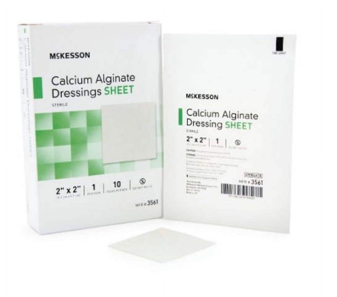 McKesson Calcium Alginate First Aid Gauze Pads, 2 x 2 Inch, Sterile, Box of 10