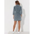 thumbnail image 4 of DARING DIVA 3/4 Sleeve Button Down Denim Shirt Dress L Blue, 4 of 6