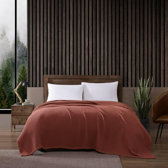 Eddie Bauer Blanket Soft Waffle Weave Bedding, Medium Weight Bedroom Decor, Softens Every Wash, King, Orange