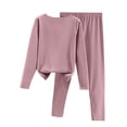 thumbnail image 3 of Women's Fleece Loungewear Set - Long Sleeve Solid Thick Warm Pajamas & Pants - Purple - XL, 3 of 4