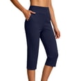 thumbnail image 2 of Lovzfmll Active Cropped Pants for Women, Plus Size Stretch Yoga Capris, Casual Fitness Bottoms Navy, 2XL, 2 of 7
