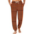 thumbnail image 2 of Mens Sleep Pants with Pockets Plaid Pajama Pants Cute Drawstring Elastic Waist Pant Cuffed Hem Straight Leg Home Sleepwear, 2 of 7