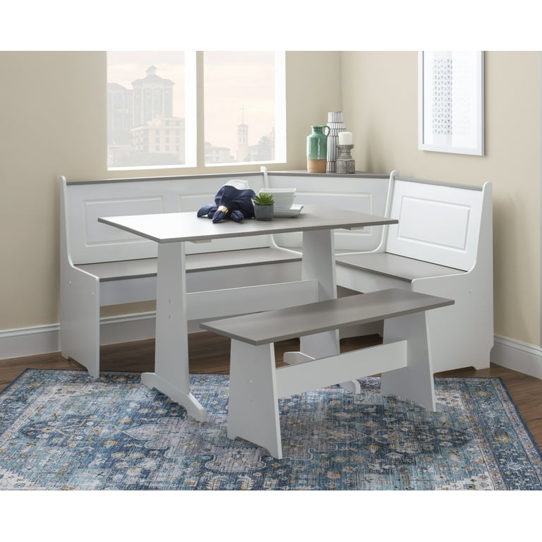 Linon Ardmore Corner Dining Breakfast Nook with Table and Storage