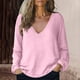 thumbnail image 2 of Top de encaje color crema,Camisa de lino para mujer, blusa informal de manga larga con cuello en V, mezcla de poliéster y elastano, ideal para el hogar y el trabajo, sopatenor, 2 of 8