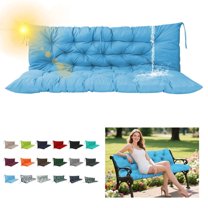 SDJPOI Swing Replacement Cushion for Outdoor Bench, 4" Thick Waterproof 2-3 Seater Garden Porch Seat Cushion with Backrest, Outdoor Swing Cushions for Outdoor Furniture (Sky Blue,40*40in)