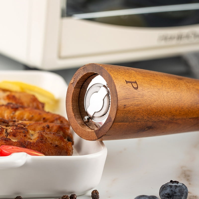 3 pcs Pepper Grinder Solid Wood Manual with Strong Adjustable Ceramic Core Home