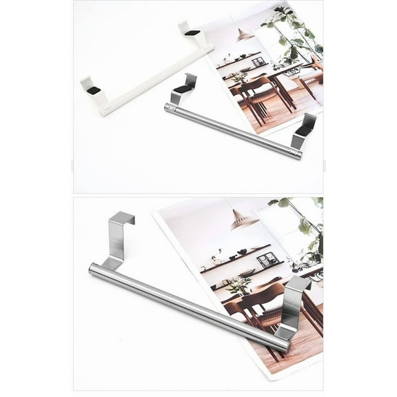Stainless Steel Over Door Towel Rack Universal Fit 2 Pack Brushed Silver