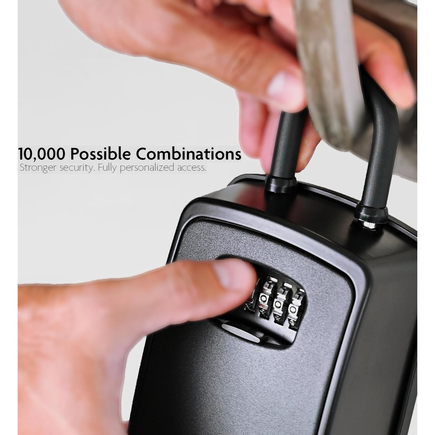 Key Lock Box Portable with U-Shackle – XXL Waterproof Heavy-Duty Metal Safe with 4-Digit Combination for Spare Keys Outside on Door Knob, Fence or Gate (Black, XXL)