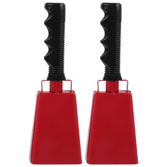 MOVTOTOP Loud Noise Makers for Football Games with Clear Sound Metal Cowbell Hand Percussion Toy Red 2pcs