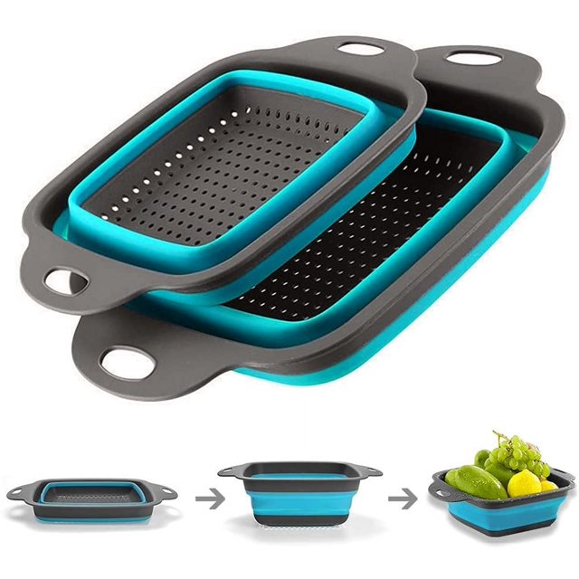 Colador de silicona plegable MACHAO 2 piezas cesta de frutas portátil