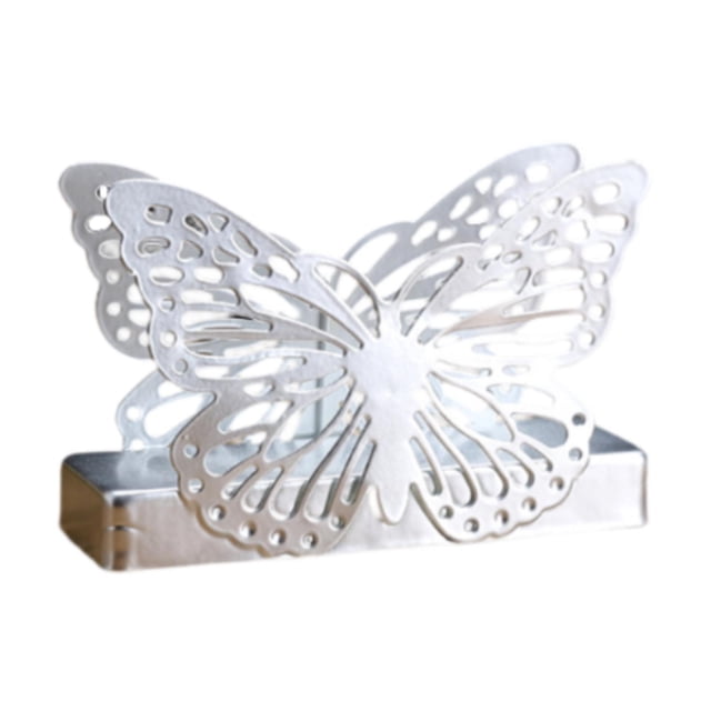 Servilletero, dispensador de papel para toallas, estante decorativo vertical para decoración del hogar, soporte para servilletas para mesa de comedor Plata