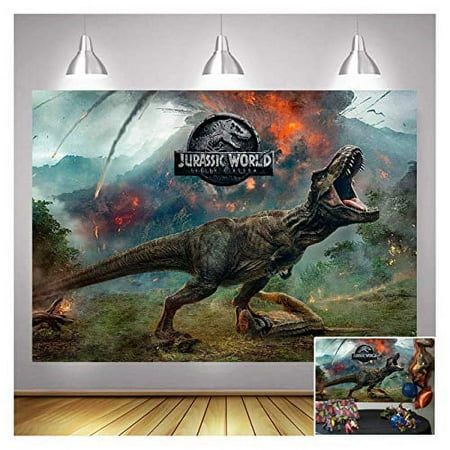 Jurassic World Photography Backdrops 7X5ft Vinyl Dinosaur Park Volcano Forest Animal Photo Background Children Boys Birthday Party Supplies Dessert Cake Table Decor Kids Party Banner Props