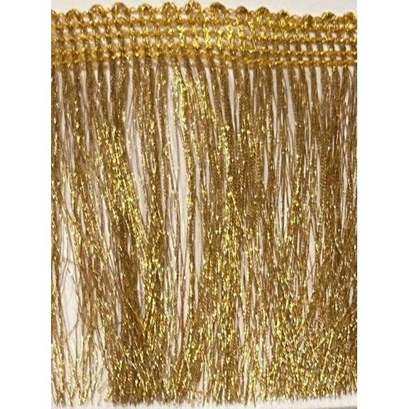 Metallic Fringe 3” wide Trim. Color variation available. Sold by the yard.-Gold