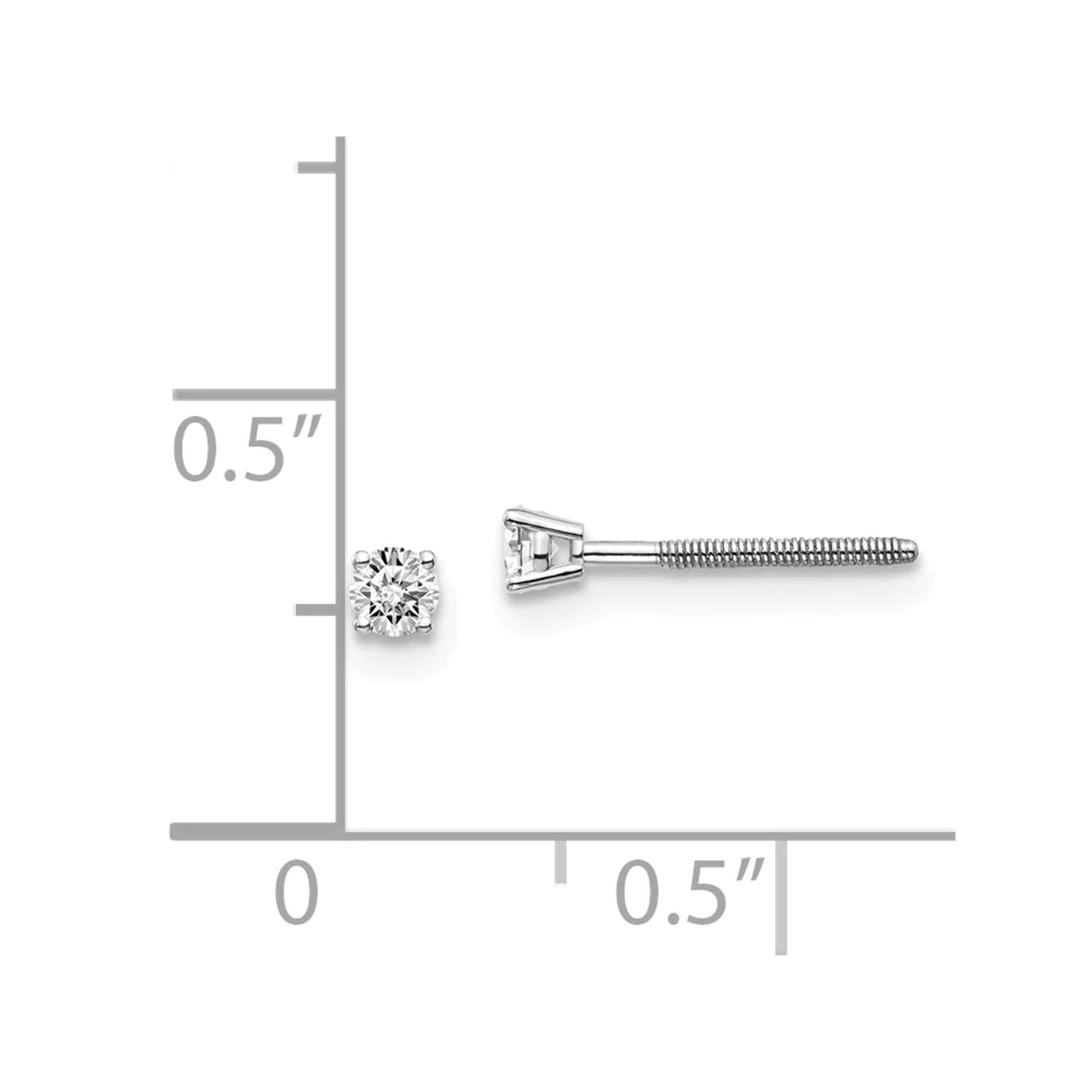 14Kw .10ct VS2/SI1 G-I Diamond Stud Thread on/off Post Earrings
