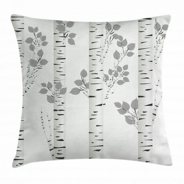 Birch Tree Throw Pillow Cushion Cover, Artistic White Branches with ...