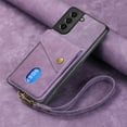 thumbnail image 2 of Nalacover for Samsung S21, Slim Case Wallet with Credit Card Holder, Back Flip Premium Leather Magnetic Clasp Kickstand Wirst Hand Strap Shockproof Cover for Samsung Galaxy S21, Purple, 2 of 7